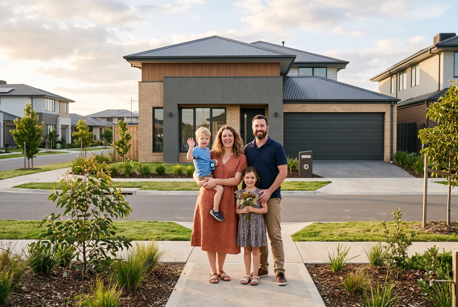 Indicative new family home with a landscaped front garden